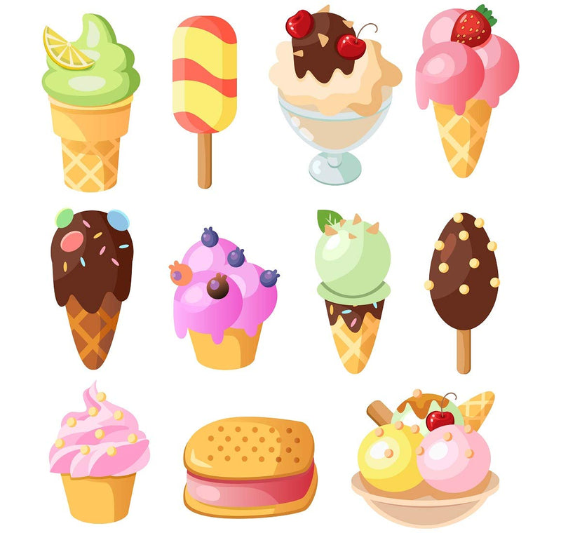 Tuffuk Ice Creams Large Vinyl Wallstickers for Home Decorations(50 cm x 50 cm)4TZ109