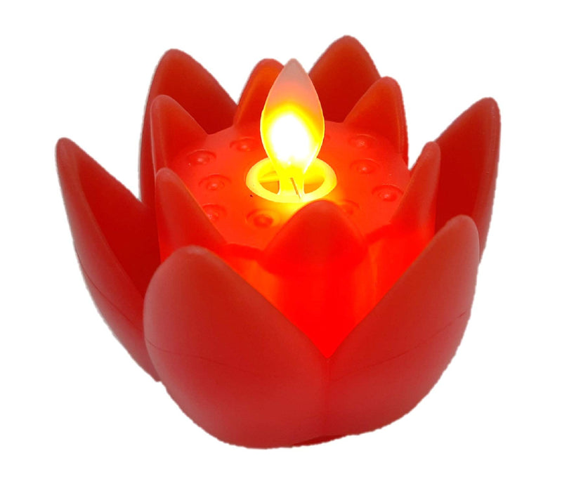 AFTERSTITCH Lotus Flower shape LED candles Lights diya for home decoration (Pack of 3) (Batteries Included) with flickering & blinking effects