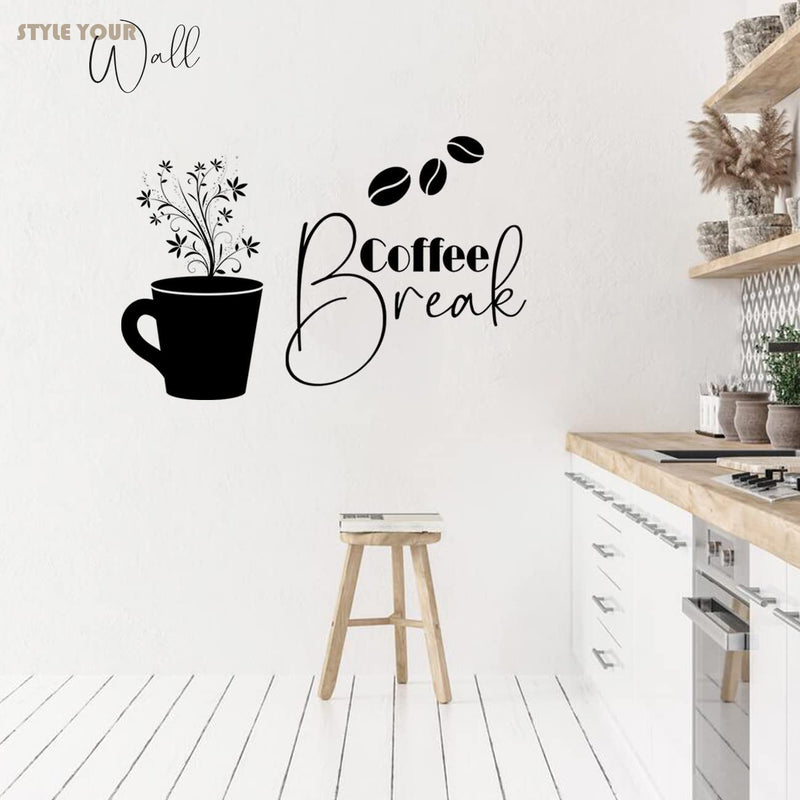 Avni Creations Coffee Quotes Wall Stickers/Wall Decals for Cafe,Coffee Shop - Wall Sticker for Kitchen - Coffee Sticker for Hotel and Restaurant (48cm x 84cm) (Coffee -2)