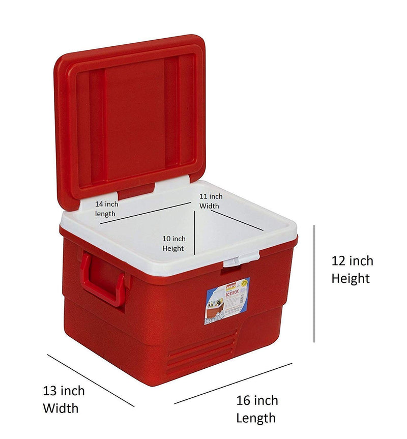 Aristo Plastic Insulated Icebox, 25 Liter, Red/Blue, (38.5 X 37.5 X 30) cm & Aristo Plastic Insulated Icebox, 14 Liter, Red, (35 x 27.4 x 24) cm