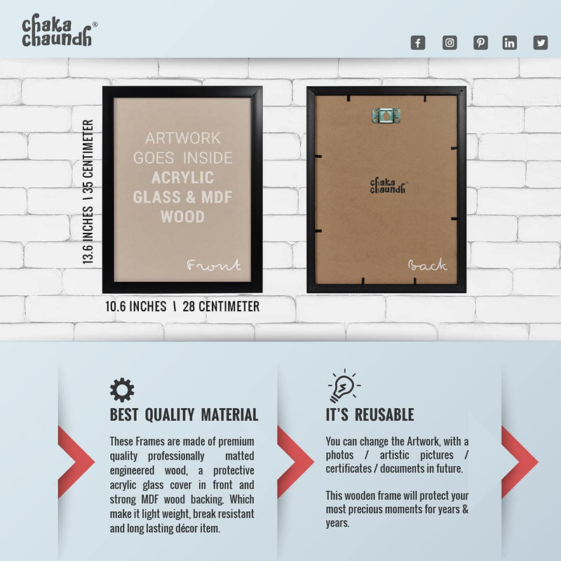Chaka Chaundh - Rabindranath Tagore Photo Frame - motivational quotes frames - poster with frame - Rabindranath Poster – Quotes wall frames - (13.5 X 10.5 Inches)