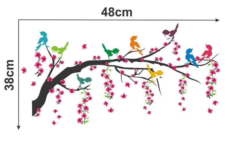 Decor Kraft Tree with Birds Wall Sticker & Decal,Size- 48 Cm X 38 Cm,Nature