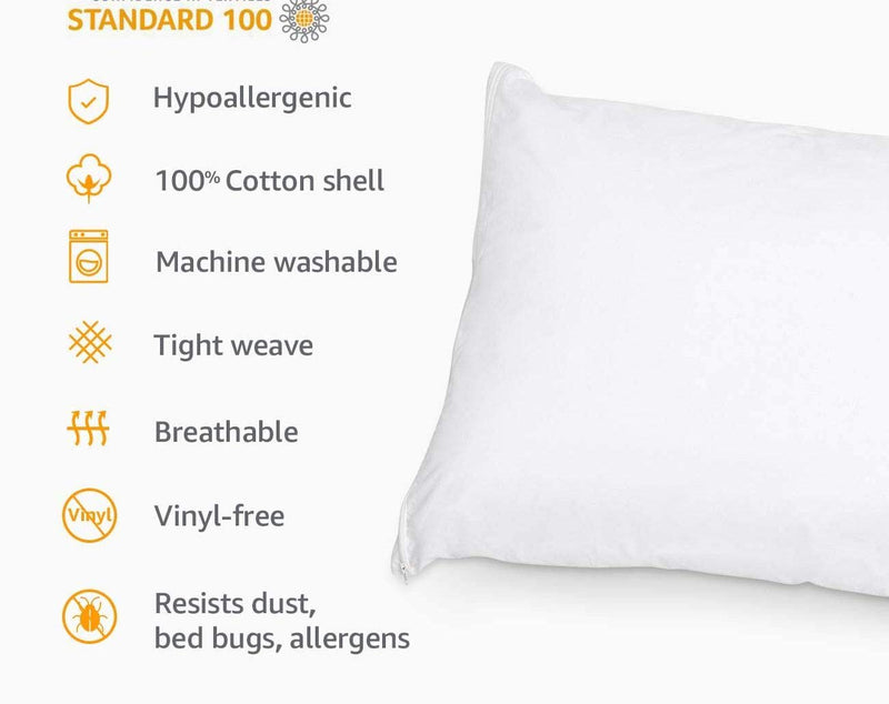 HONEYFEEL® Pillow IndianMade NO.1 Pack Premium 30% White Goose Down 70% Feather Pillows for Back and Side Sleepers, 500 TC Low Density Size 20x36 inch