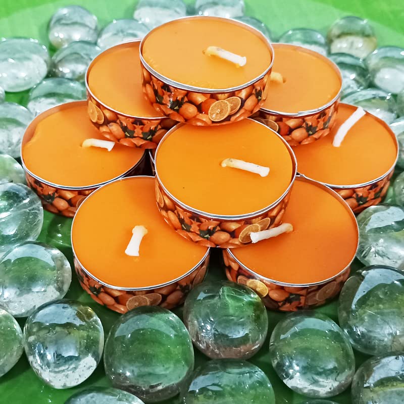 Charanam Tea Light Aroma Candle 20 Pcs Pack - Orange (Pack of 3)