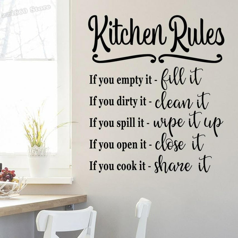 GADGETS WRAP Vinyl Kitchen Rules Wall Decal Kitchen Rules Sign Wall Sticker Black