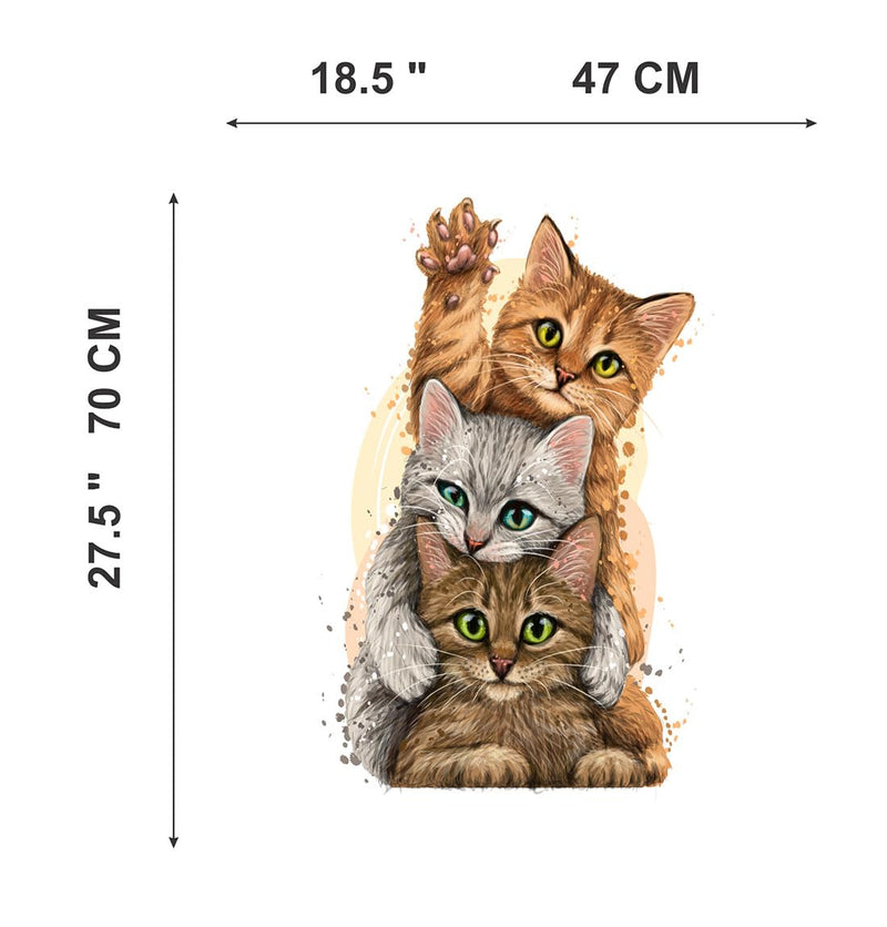 Merical Funny Cats| Size 70 X 47Cms | Wall Stickers for Home, Hall, Bedroom, Kitchen and Living Room