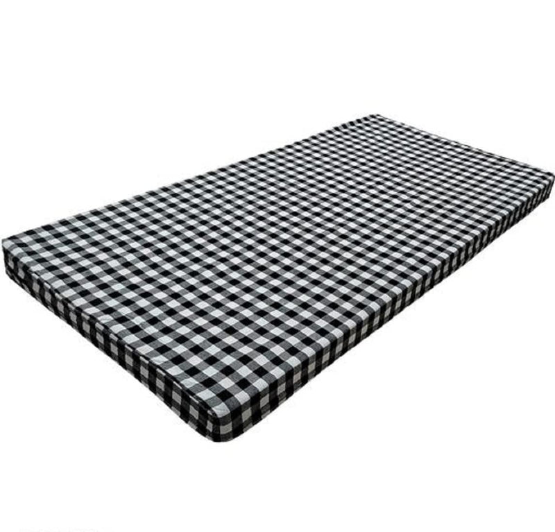 Deevine Craft 4 Inch Thick Pure Pu Foam Mattress Single High Density PU Foam Mattress Extremely Soft Cum Reversible Foldable Dual Comfort Mattress Gingham Plaid Black and White Check 72X35X4 Inches