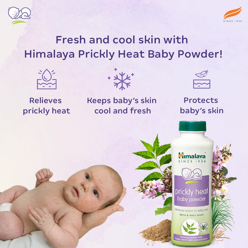 Himalaya Baby Prickly Heat Powder with Vetiver and Neem, Pack of 1 - 200g