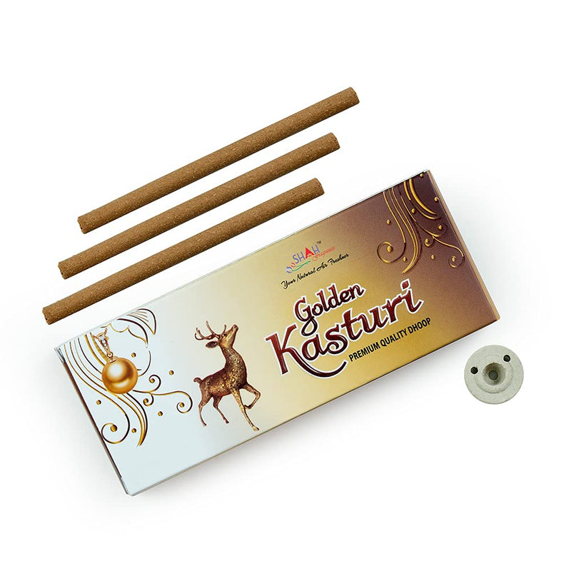 Shah Fragrances Golden Kasturi Premium Dhoop Sticks Box Packs (Pack of 3 * 100 grams)