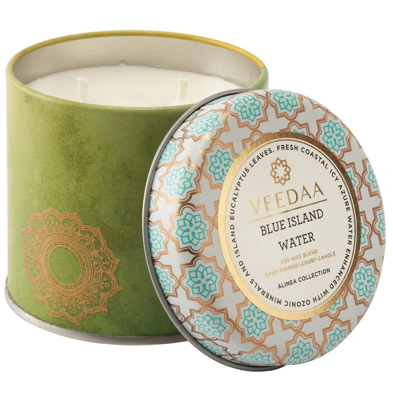 VEEDAA Scented Candles Duo Gift Set 600 gms | Blue Island Water and Himalayan Cedar & Patchouli | 300 gm Each, Soy Wax Eco Friendly