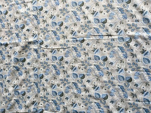 Double Bed Cotton Dohar with Blue Floral Print, 220 x 230 cm