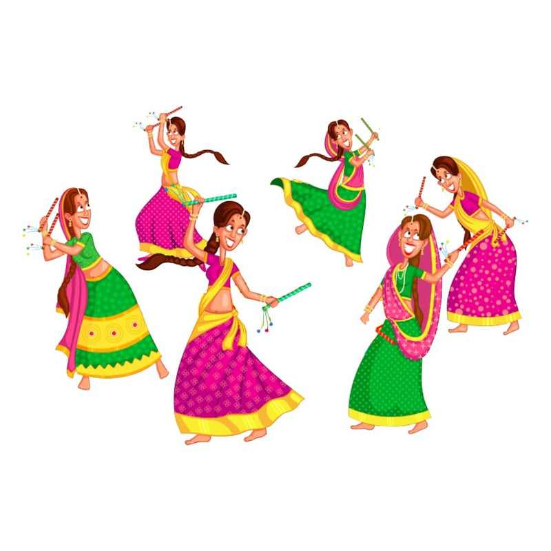 Wallzone Bharatanatyam Large Vinyl Wallsticker for Home Decoration (105 cm x 71 cm)