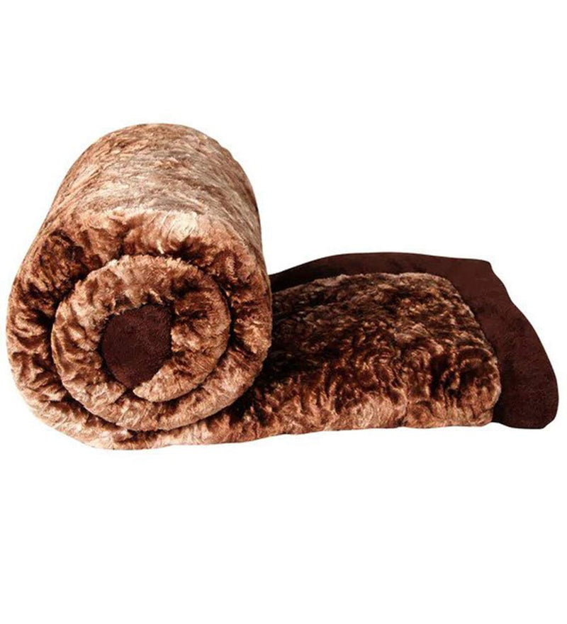 TIB Velvet 180 Premium Super Soft Microfiber Winter Heavy Quilt - Razai (Brown_Single)