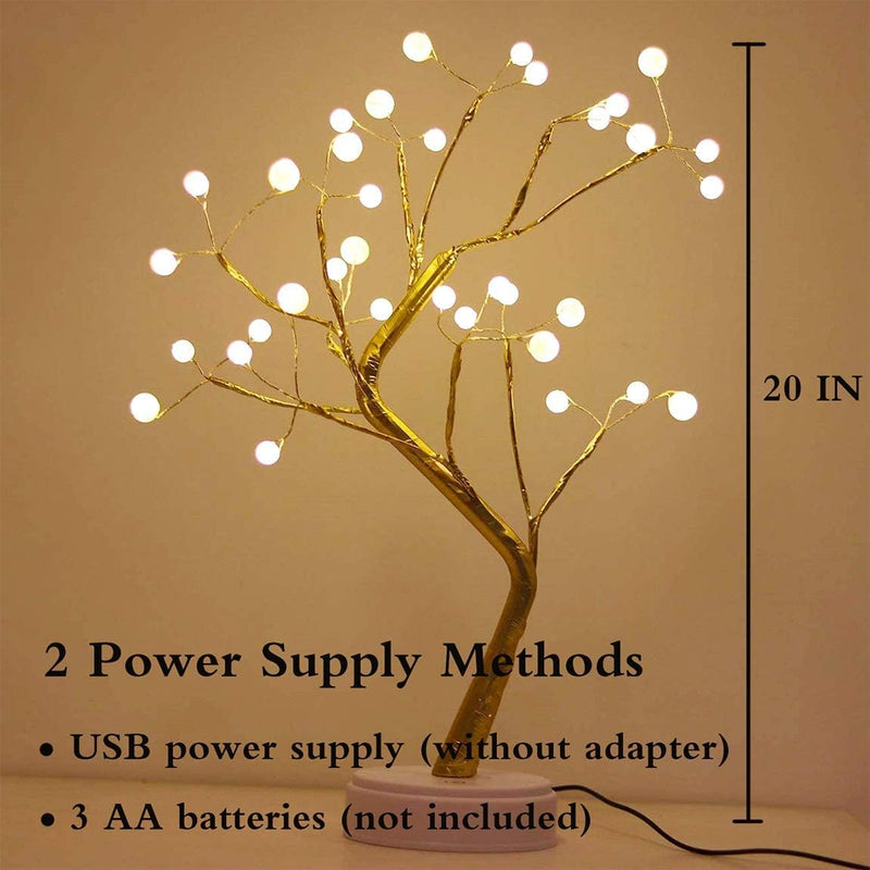 dripping colors Tabletop Bonsai Tree Light with 108 LED, DIY Artificial Tree Lamp, Battery/USB Operated, Bedroom Desktop Christmas Party Indoor Decoration Lights (Warm White) (36 Pearls)