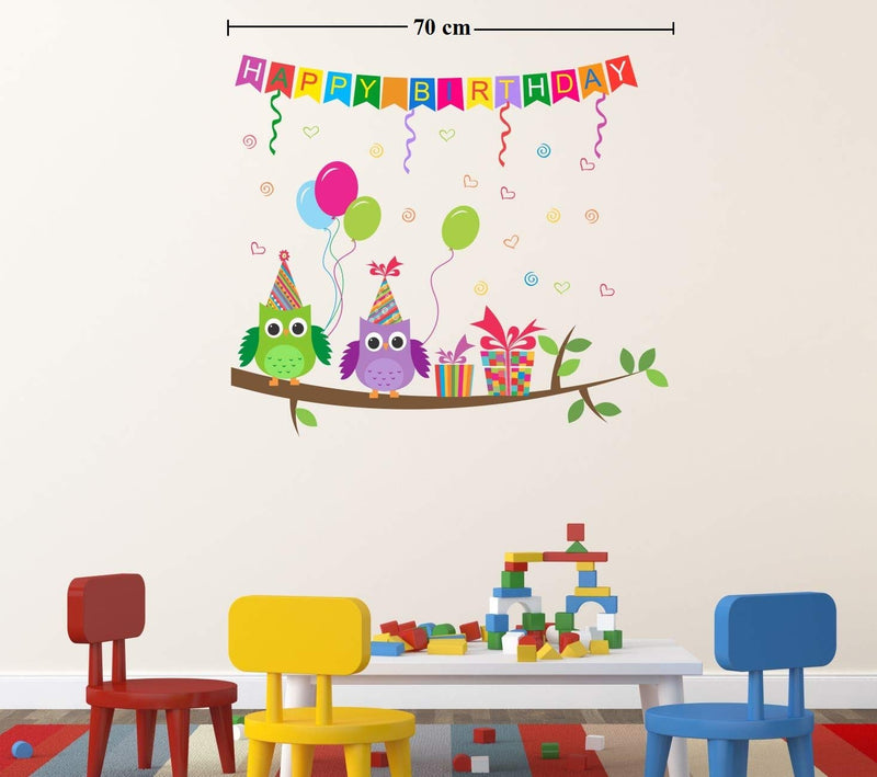 Asmi Collections Happy Birthday Wall Stickers Owls on a Branch