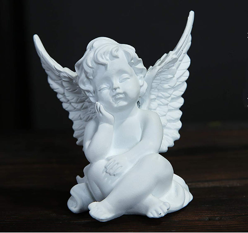 Artgenius 4" Sleeping Baby with Wing Angel Figurine Statue Decorative Sculpture for Home,Office and Gift (White)