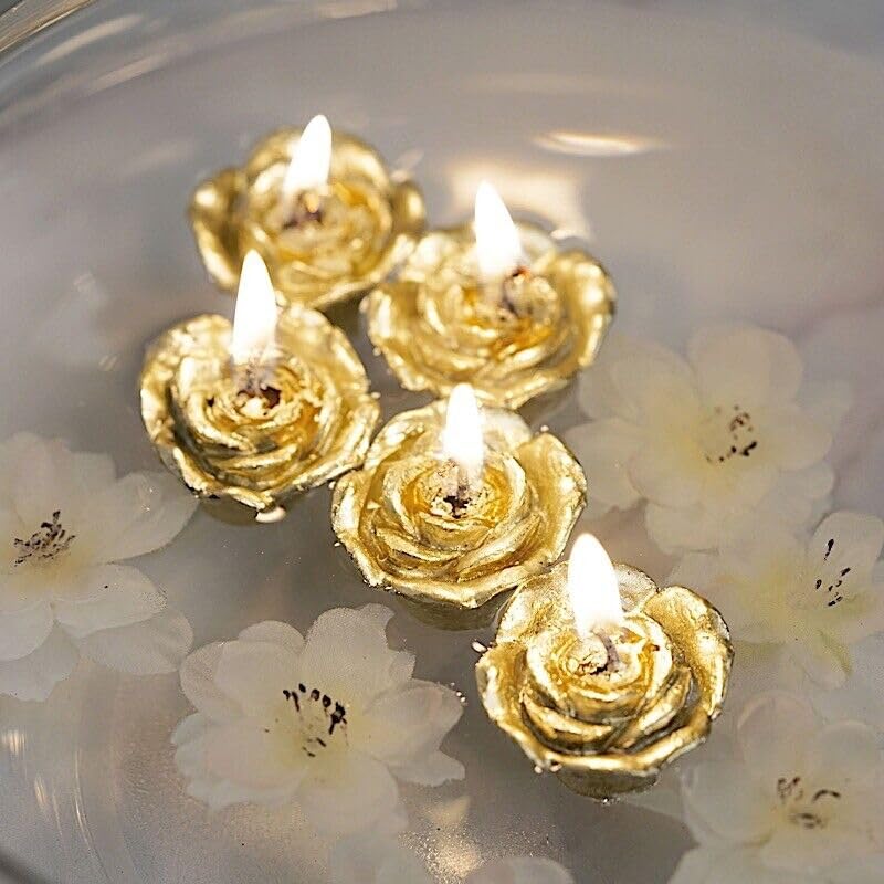 Weddings Parties and Gift 12 Gold Mini Roses Floating Candles Party Wedding Centerpieces Supplies vngift6524