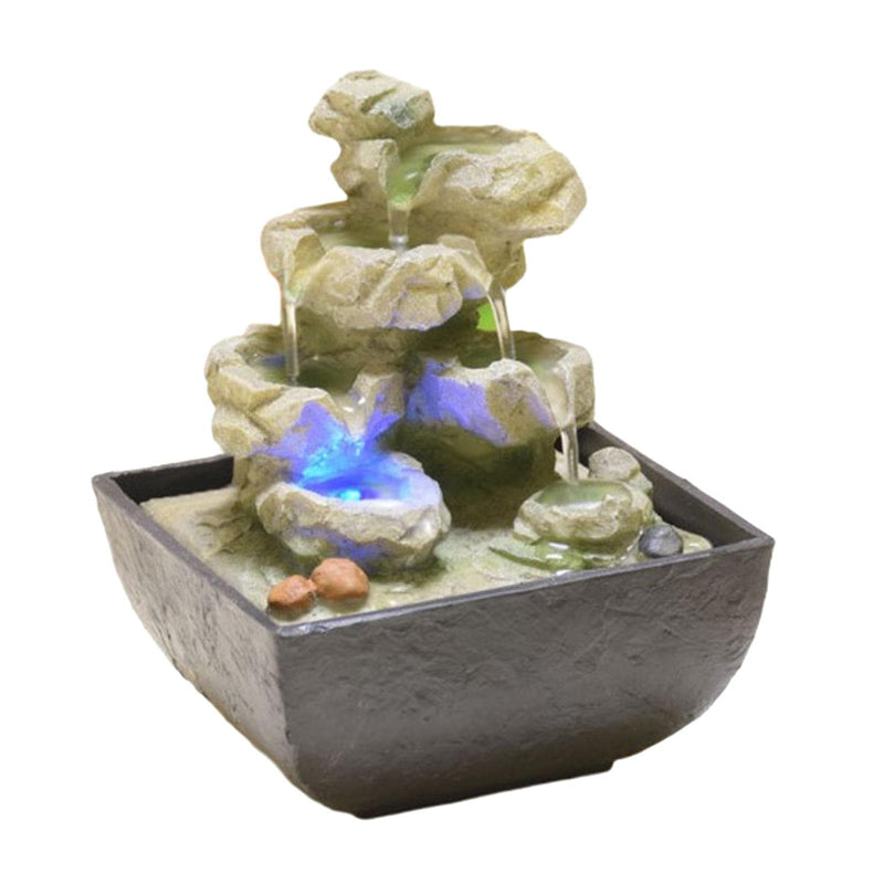 ATORSE® Desktop Fountain 4 Tiers Meditation Illuminated Water Fountains with Light