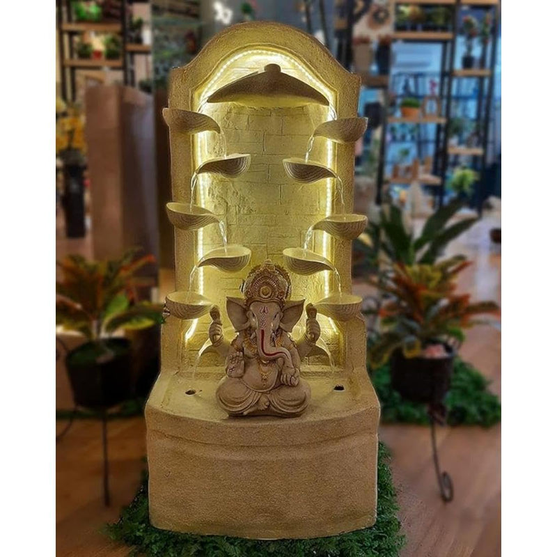 Shawshank Water Fountain Diya Ganesh 48 Inch Water Fountain Indoor Outdoor Fountain Home Office Living Room Dcor with LED Lights and Water Pump