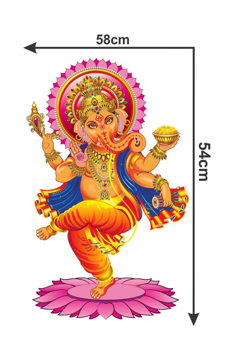 Decor Kraft Ganesha Ji on One Feet Wall Sticker & Decal,Size- 58 Cm X 53 Cm,Religious