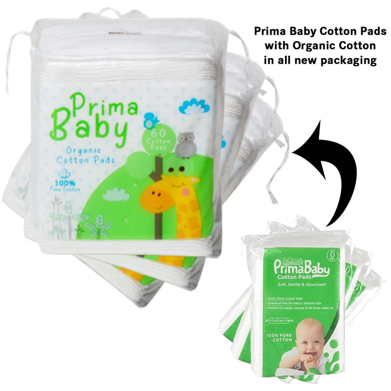 Prima Baby Cotton Squares Soft And Gentle Chemical Free 60 Pcs - Combo Pack Of 3