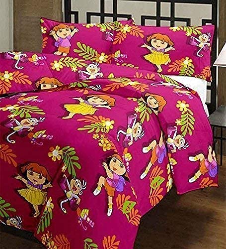 HANUMANT Kids Poly Cotton Print Double Bedor Single Bed Reversible Dohar/Ac Blanket (Dora, Double Bed)