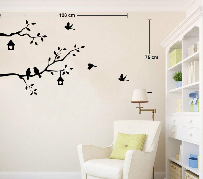 Asmi Collections Wall Stickers Birds Family on a Tree Branch