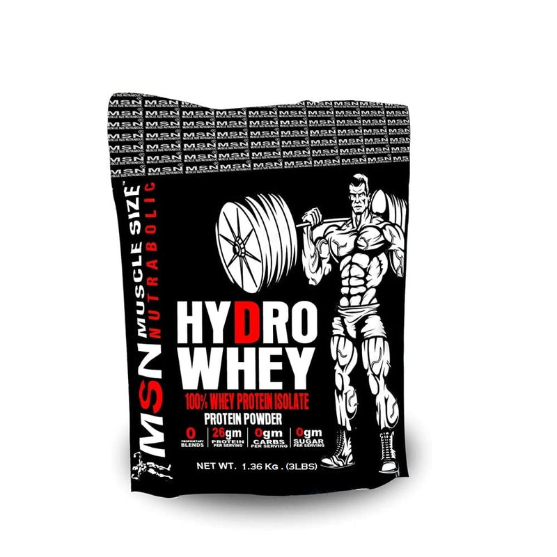 MUSCLE SIZE Hydro Whey Isolate High protein Powder 1.36kg (Chocolate)