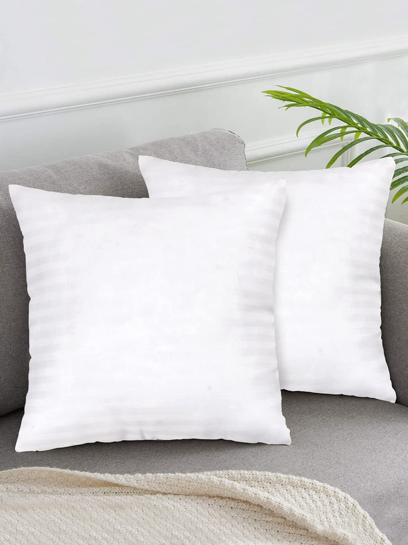 Wakewell Microfiber Cushions Premium Fibre Sofa Cushion Set Of 2|Cushion 16 InchX16 Inch|Cushion Filler Square Pillow (Pack Of 2 Cushions,16X16 Inches),White