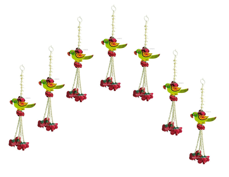 SPHINX Wooden Parrot hangings Artificial Rajnigandha (Tuberose) & Velvet Rose Tassles Clustered Strings Decorative Latkans,Backdrop Hangings for Decorations (Approx 1 ft/12 Inches/30 cms, 10 Pieces)