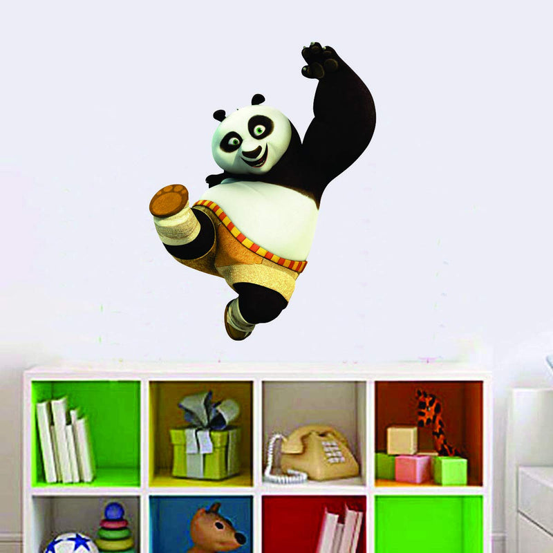 Decor Villa PVC Vinyl Cute KumFu Panda Cartoon Wall Stickers for Kids Room Bedroom Living Room, Size: 44 CM X 44 CM, Multicolour