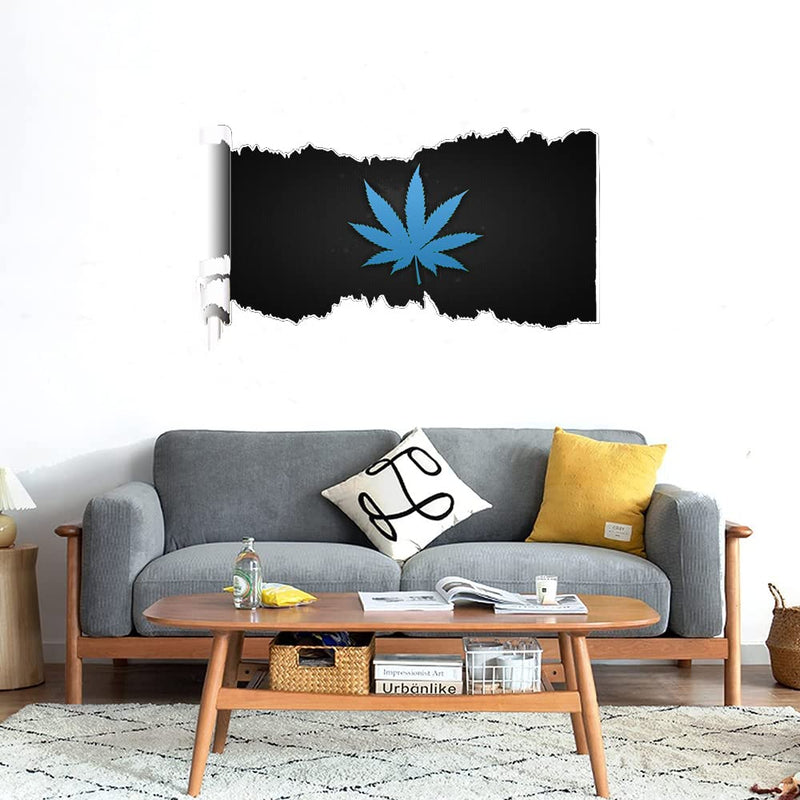 GADGETS WRAP Printed Wall Decal Sticker Scratched Paper Style Wall Decal (90cm x 50cm) - Weed Leaf