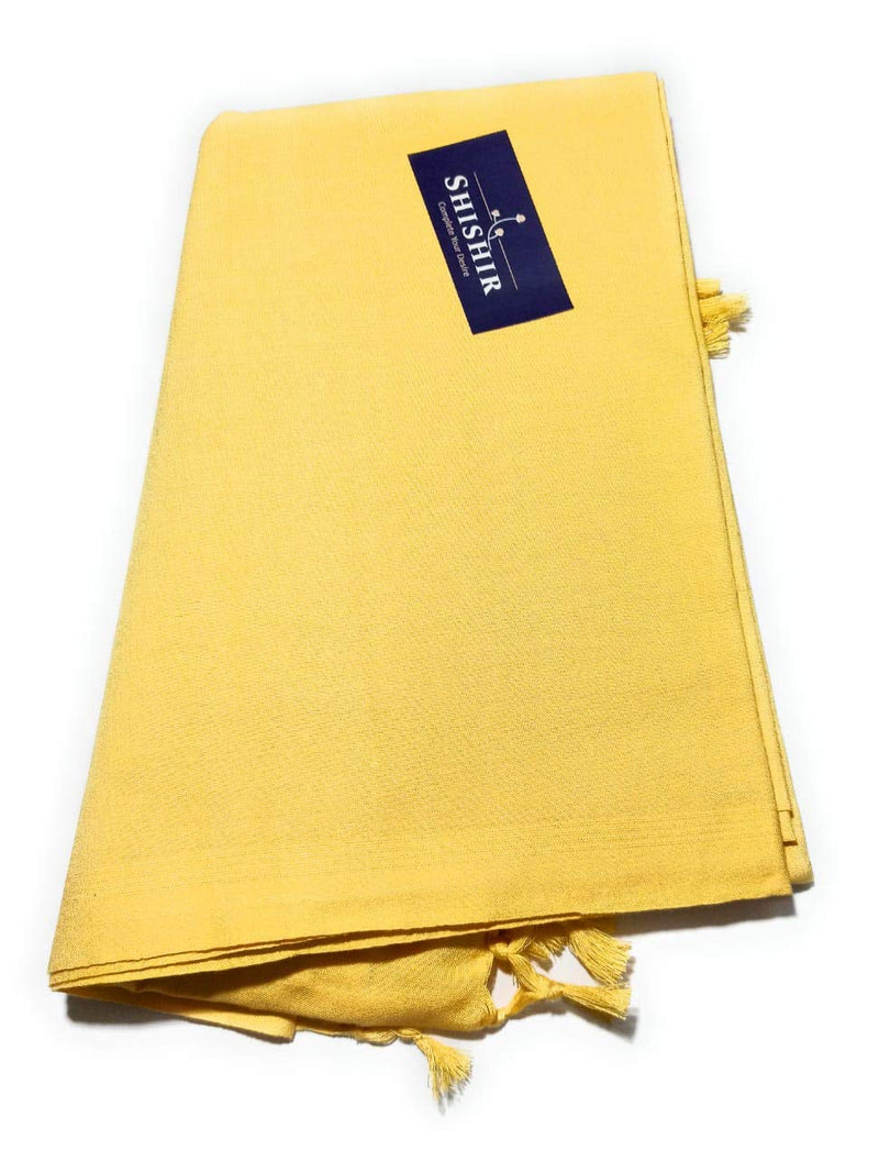 SHISHIR Cotton Soft Silky 200 TC Summer/Winter/Rainy Season Odhne wali Topsheet/Chadar/Thin Layer Blanket (Yellow Single Size)