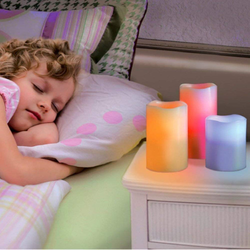 AARNAVKART LED Multicolour Changing Pillar Candles| Remote Operated |Multi Colour Change,Set of 3