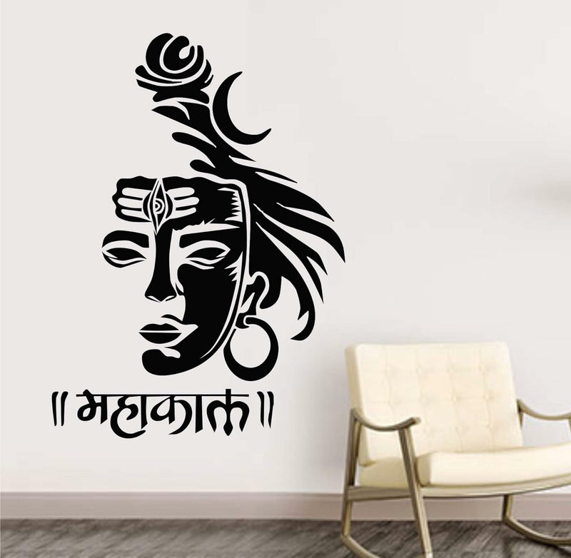 GADGETS WRAP Mahakal Face Wall Sticker for Living Room/Bedroom/Office and All Decorative Wall Stickers