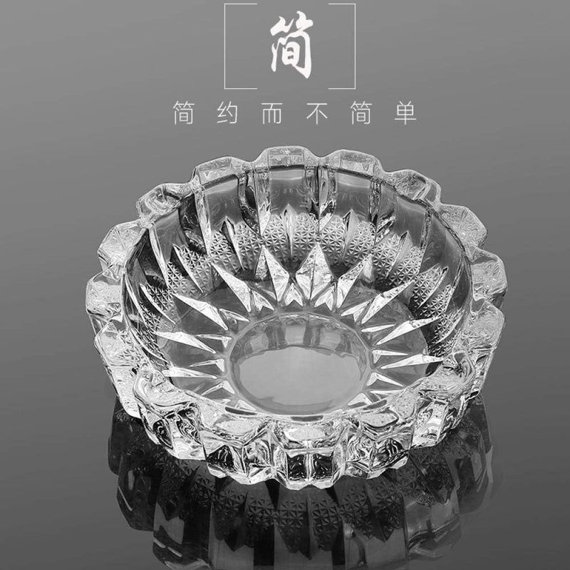 HappinessHills Classic Diamond Cut Crystal Round Ashtray, 1 pcs | 12.7 x 12.7 x 3.8 cm