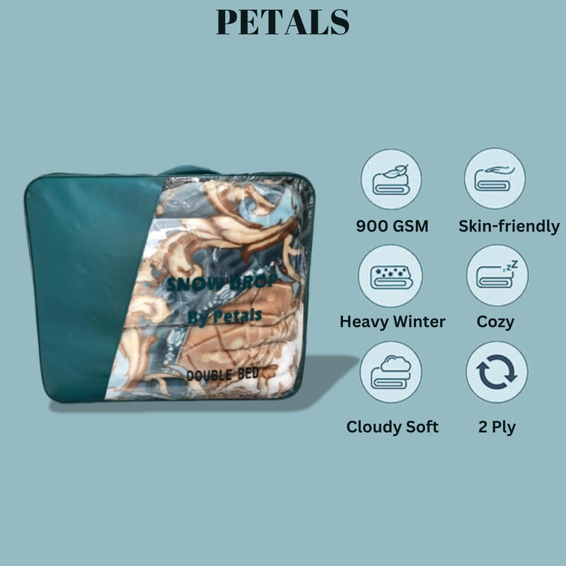 Petals Dreams Blanket Double Bed for Heavy Winter, 900 GSM, 2 Ply, Cloudy Mink Blanket (210x240 cm) (Floral Pink)