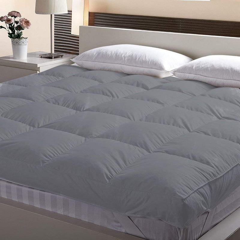 Jaipur Linen Large Twin Size Bed Finest Imported Super Microfiber Soft Mattress Padding/Topper- Grey-(48 * 78in)