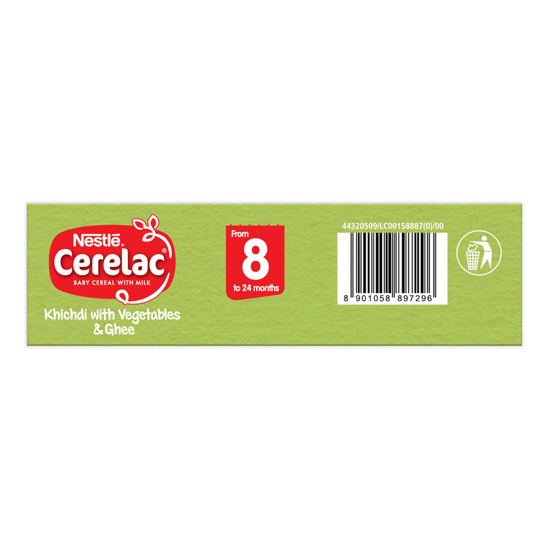 Nestle CERELAC Fortified Baby Cereal with Milk, Khichdi with Vegetables & Ghee – From 8 Months, 300g BIB Pack