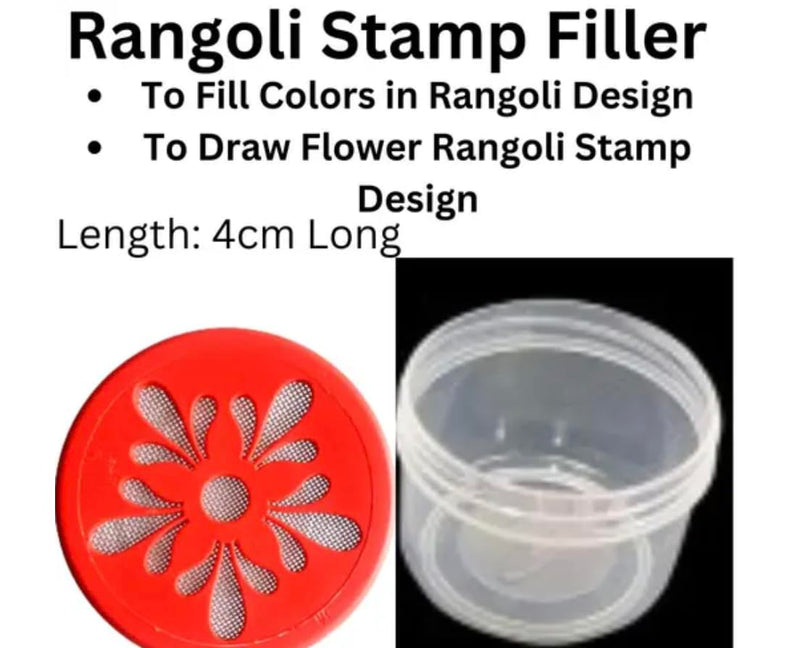ICON Rangoli Stamp Filler Set of 12 pcs | Rangoli Dabbi| Rangoli Making Kit | Rangoli Stencils (Om, Swastik, Lotus, Diya, Charan and Flower Designs) for Indoor/Outdoor Decorative Rangoli