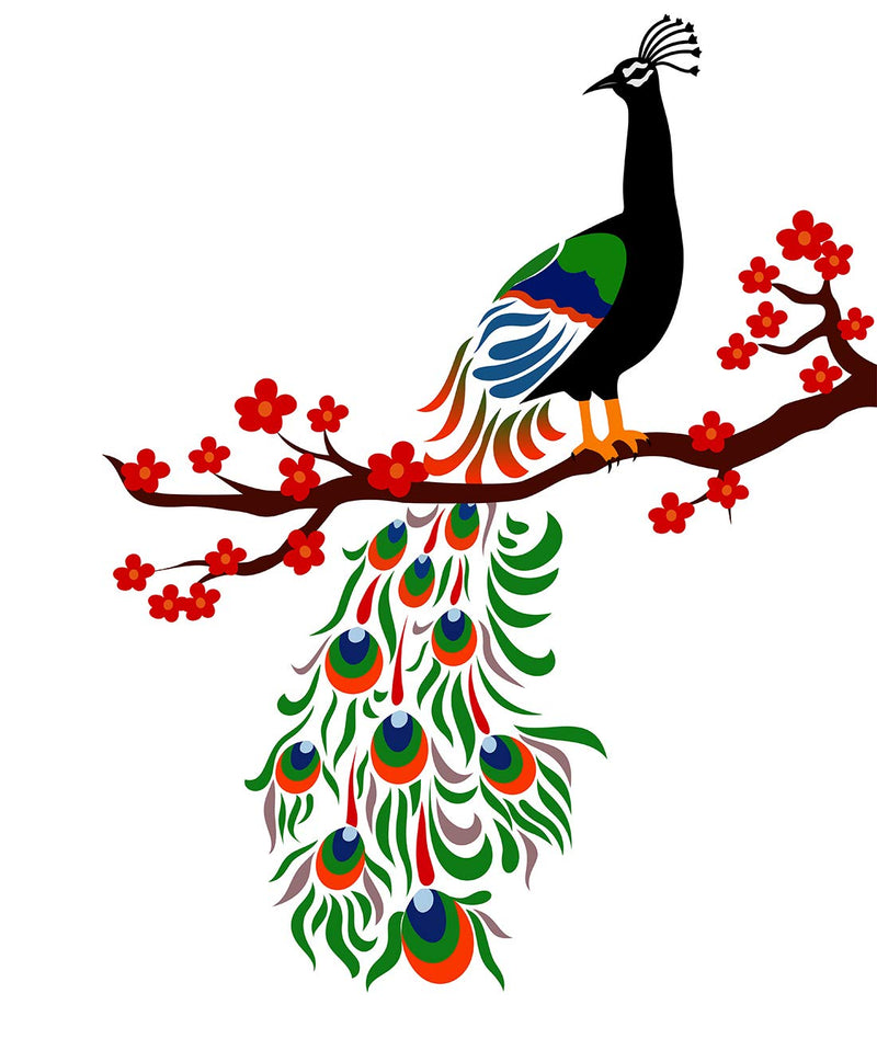 Tuffuk Beautifull Peacock Large Vinyl Wallstickers for Home Decorations(60 cm x 80 cm)5TZ227