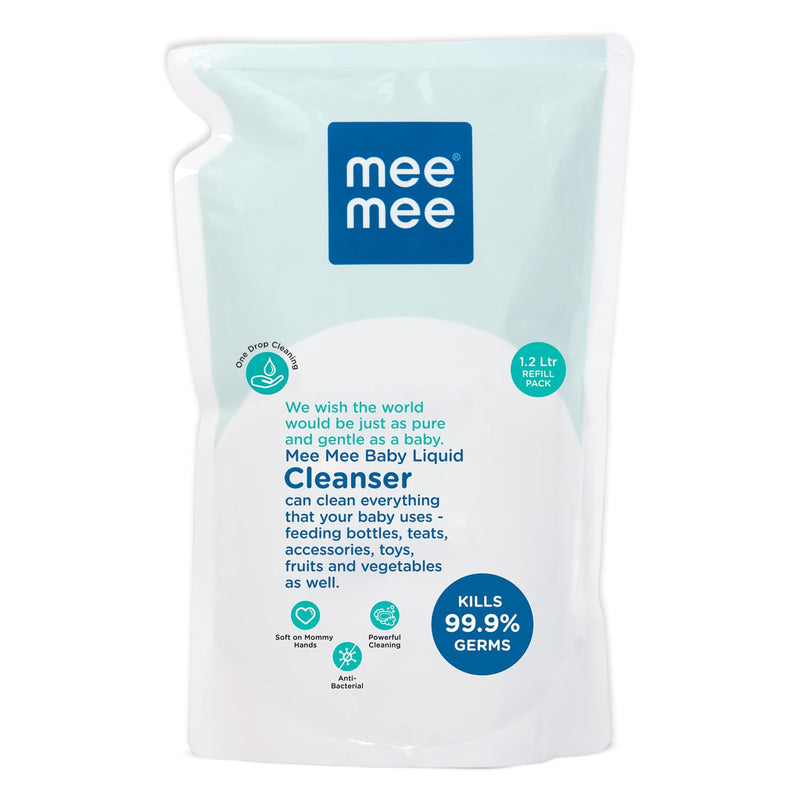 Mee Mee Anti-Bacterial Baby Liquid Cleanser 1.2 L | Kills 99.9% Germs | Feeding Bottle Cleaner Liquid vessel | nipple cleaning | milk bottle | clothes | Accessories and Toys (Refill Pack)