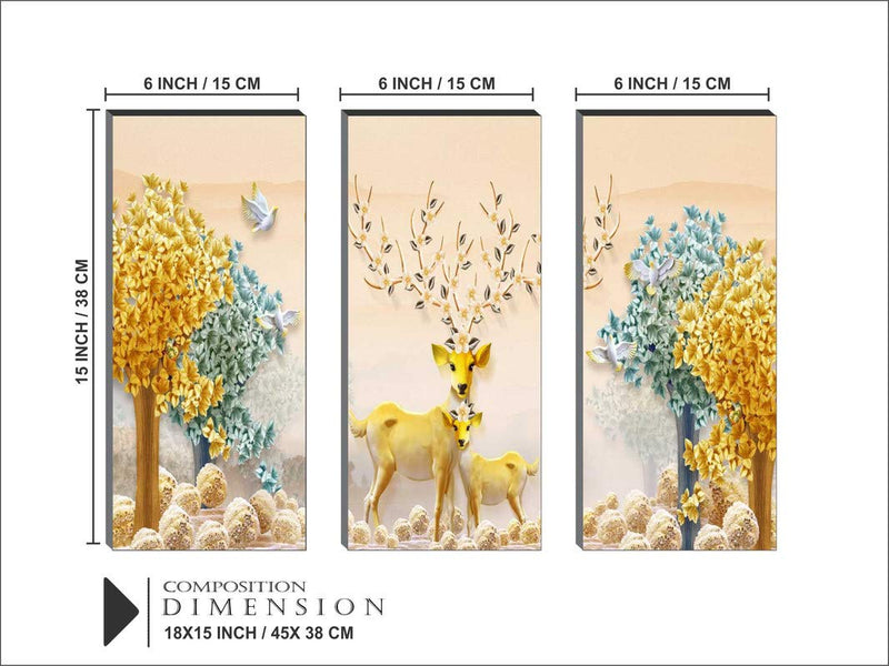 SAF 6MM MDF Board Reindeer Flower Multi-Effect Design Painting 15 Inch X 18 Inch BANFJ90