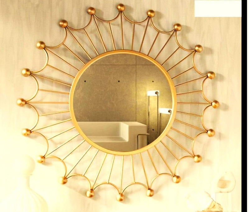 Urban Craft Alloy Steel Gold Framed Round Wall Mirror for Bathroom, Living Room, Bedroom, Dining Room, Hallway, Entryway, Pack of 161 cm/24 Inch,