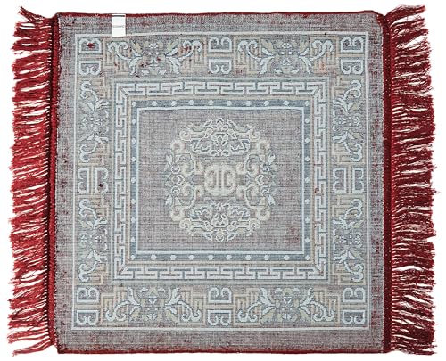 Amazon Brand - Solimo Velvet Aasan Mat for Pooja | Prayer or Meditation | Set of 2 | 50x50 cm (Maroon)