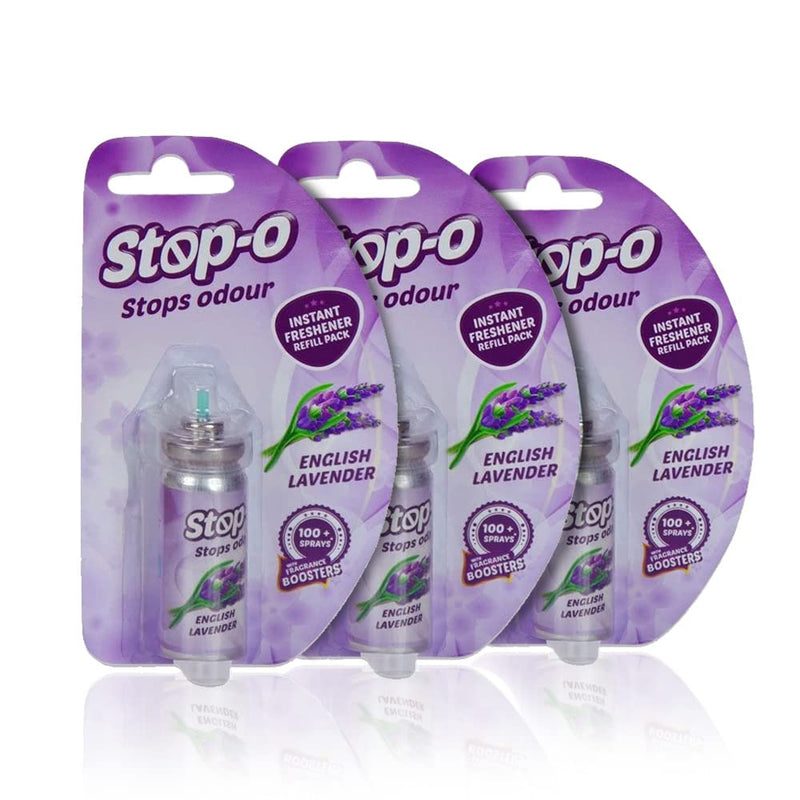 Stop-O One Touch Power Spray Refill, Instant Bathroom/Toilet Freshener, English Lavender Fragrance- Pack of 3 (12 ml in each Refill)