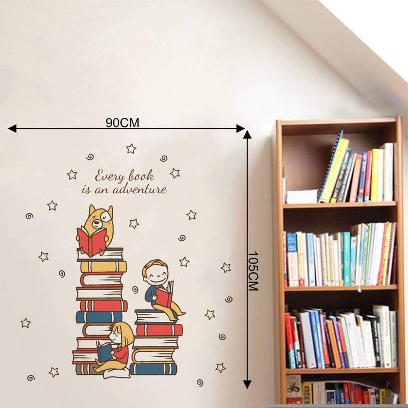 SP Decals Study Room : Every Book is an Adventure Quote ' Extra Large Size Wall Sticker (Wall Coverage Area - Height 105 cms X Width 90 cms)(Pack of 1)