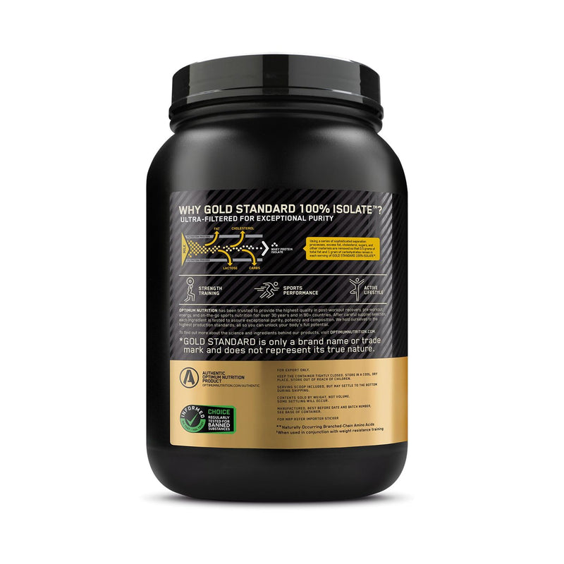 Optimum Nutrition (ON) Gold Standard 100% Isolate 2 lb, 744 g (Chocolate Bliss), for Muscle Support & Recovery, Vegetarian - 100% Protein from Whey Isolate