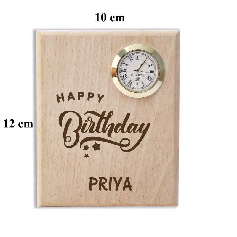 Graphicalmela Wooden Table Clock Birthday/Personalized Table Clock Name Gift with Congratulation for mom dad Uncle Aunty boss Friend Office Colleagues Boyfriend Girlfriend Sister