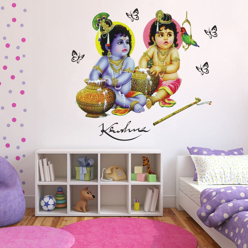 Delight Art Little Shree Krishna Design Wall Sticker Size - (60 * 55) cm Model id - (DAMC00586L)